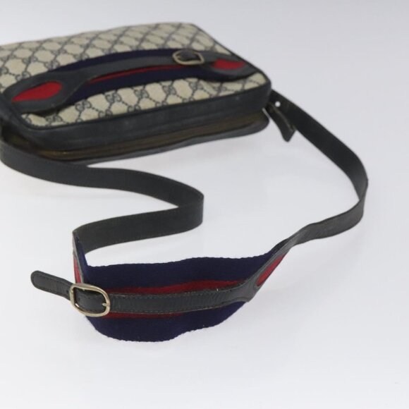 GUCCI GG Supreme Sherry Line Shoulder Bag PVC Navy Red - Picture 6 of 16